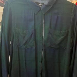 Lucky Brand Green and Blue Plaid Button Down Shirt